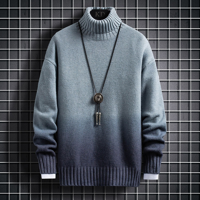 Oversized Turtleneck Ombre Knit Sweater