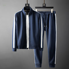 Streamlined Athletic Tracksuit with Ribbed Trim