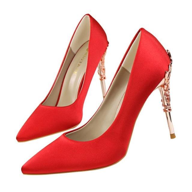 Enchanting Satin Heels with Ornate Accents: Elegant Evening Style