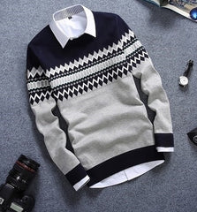 Men's Striped Sweater - Cozy & Stylish Fall Fashion