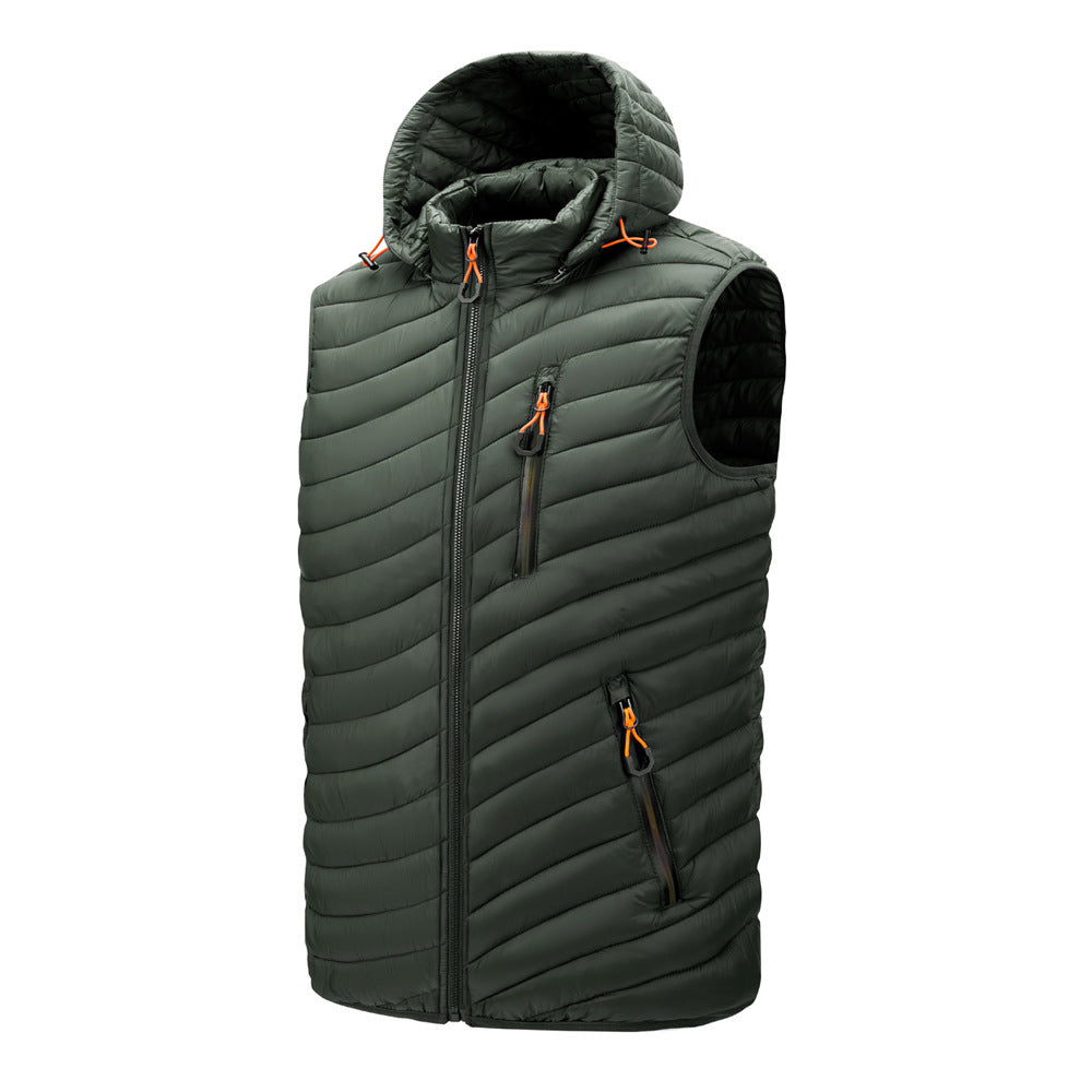 Men's Winter Vest with Hood - Insulated and Comfortable