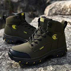 Rugged Leather Hiking Boots with Durable Traction Sole