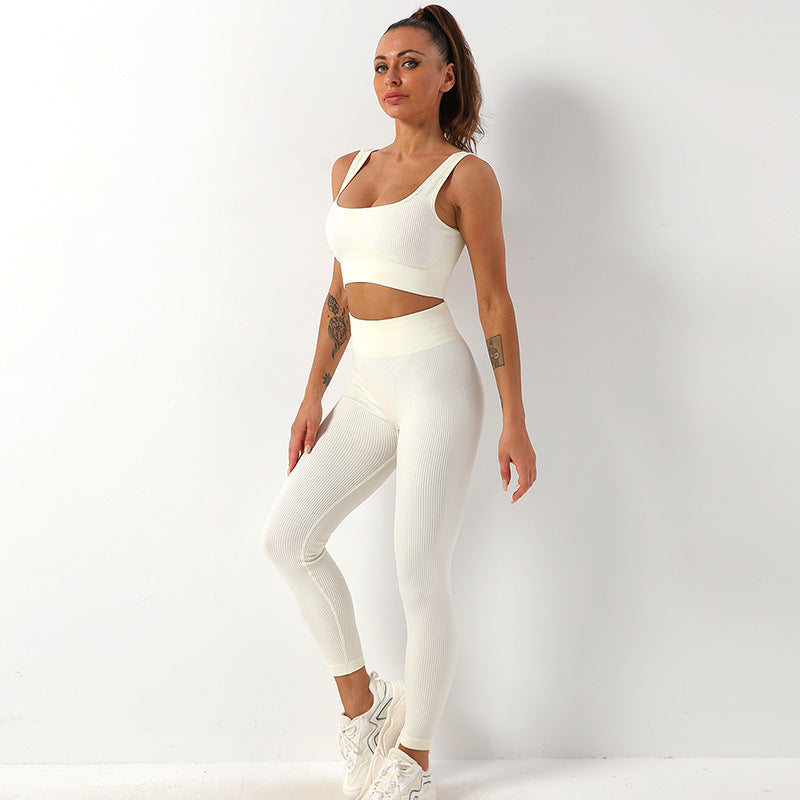 Seamless High-Waisted Workout Leggings and Sports Bra Set