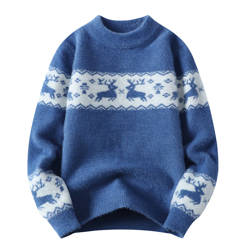 Cozy Deer Pattern Knit Pullover Sweater