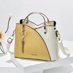 Chic and Elegant Color-Block Leather Handbag