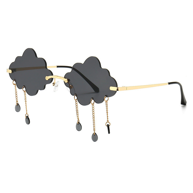 Whimsical Cloud-Shaped Sunglasses with Dangling Charms