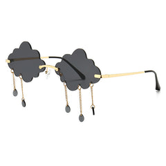Whimsical Cloud-Shaped Sunglasses with Dangling Charms