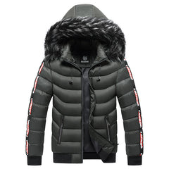 Hooded Puffer Jacket - Faux Fur Trim