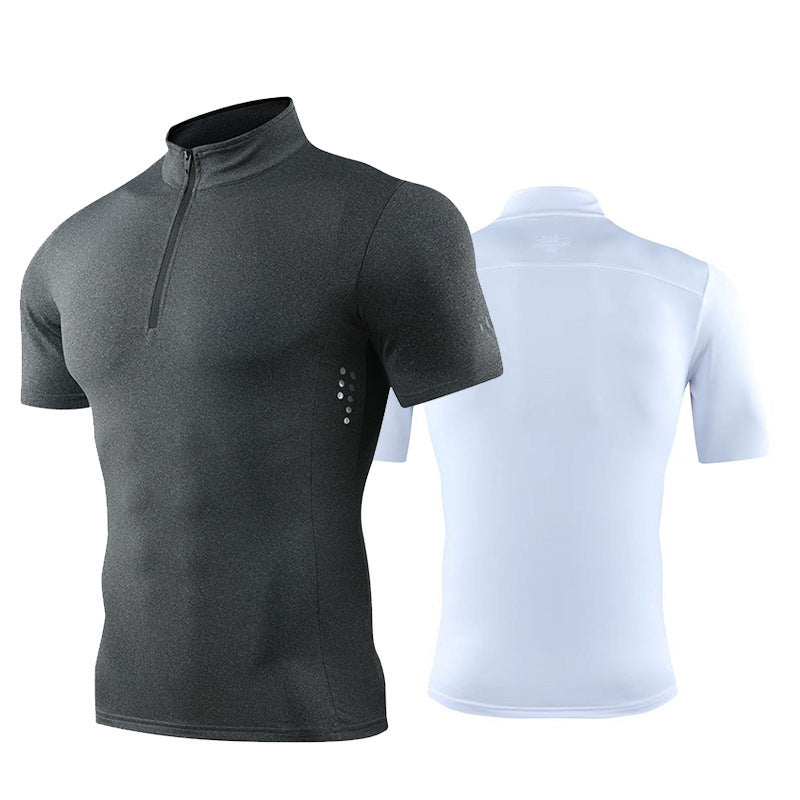 Men's Collared Zipper Fitness T-Shirt