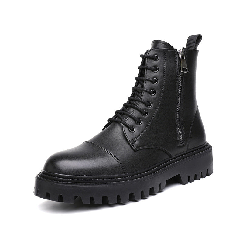 Rugged Leather Lace-Up Platform Combat Boots