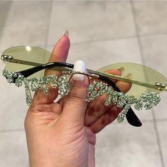 Elegant Rhinestone Embellished Oversized Sunglasses