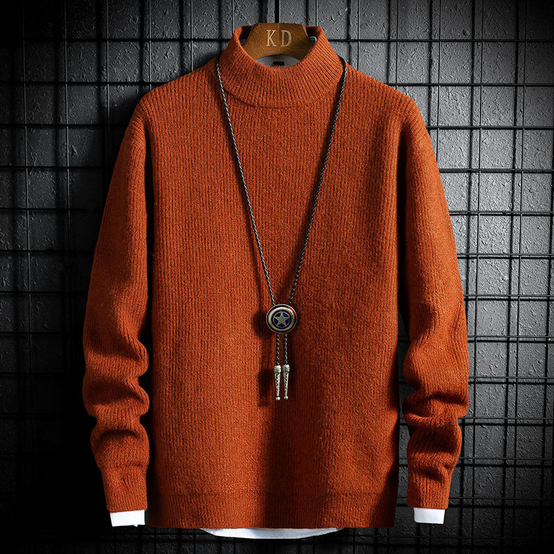 Textured Knit Mock Neck Sweater with Graphic Branding