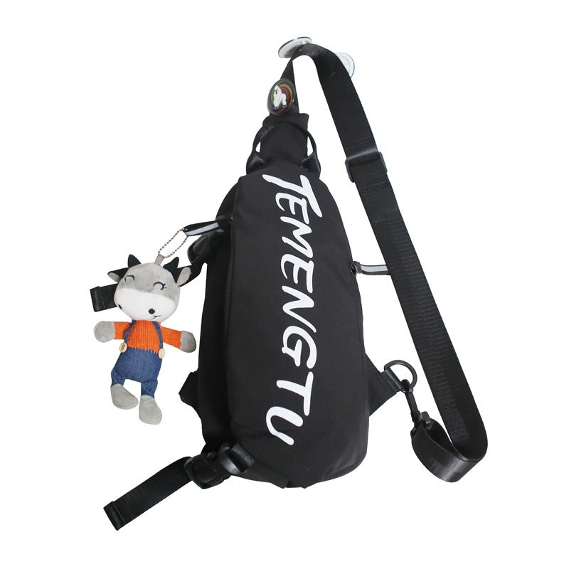 Trendy Branded Sling Bag with Plush Toy Accent