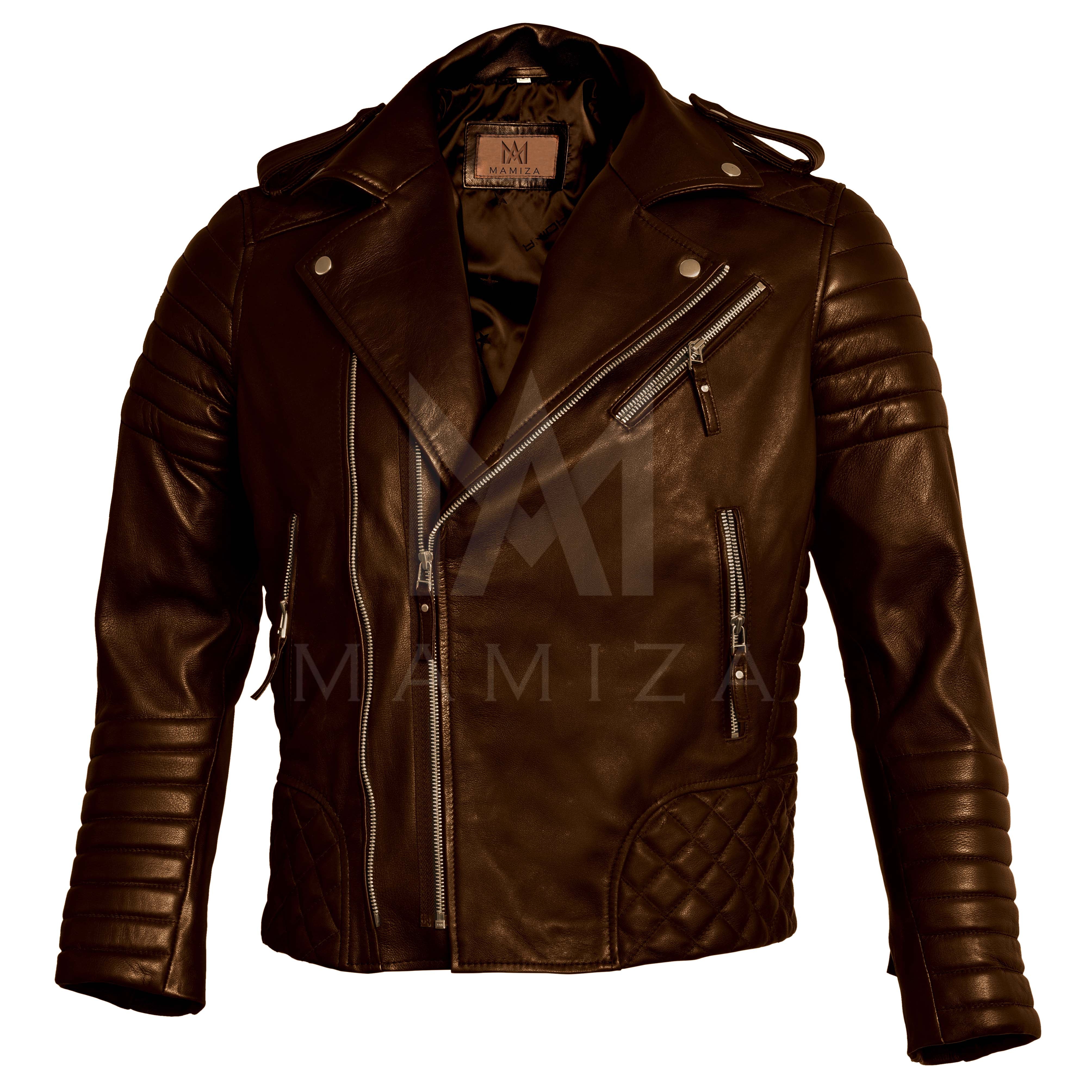 Motorcycle leather jacket - Classic Leather Jacket with Zipper Details