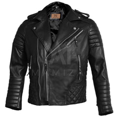 Motorcycle leather jacket - Classic Leather Jacket with Zipper Details