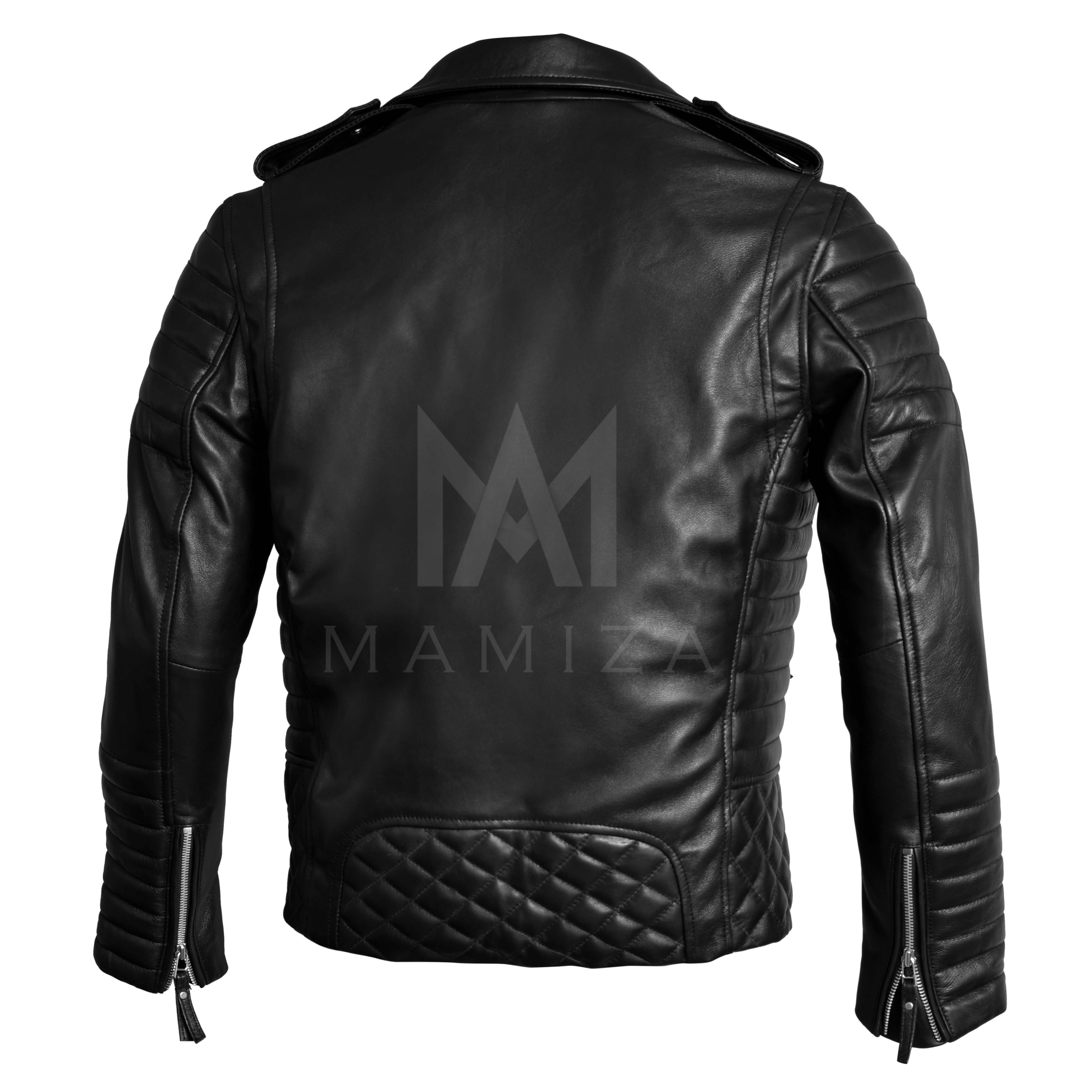 Motorcycle leather jacket - Classic Leather Jacket with Zipper Details