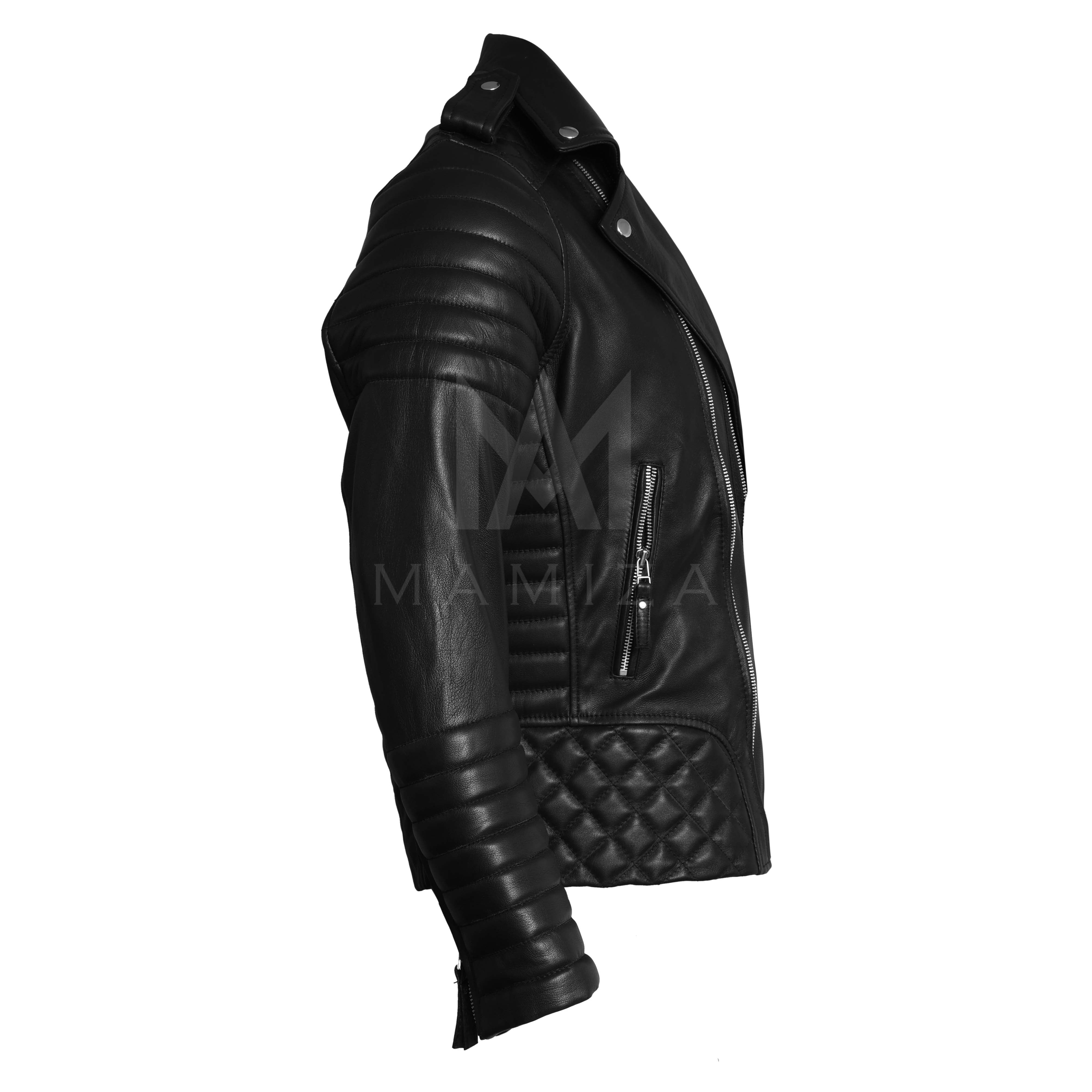 Motorcycle leather jacket - Classic Leather Jacket with Zipper Details