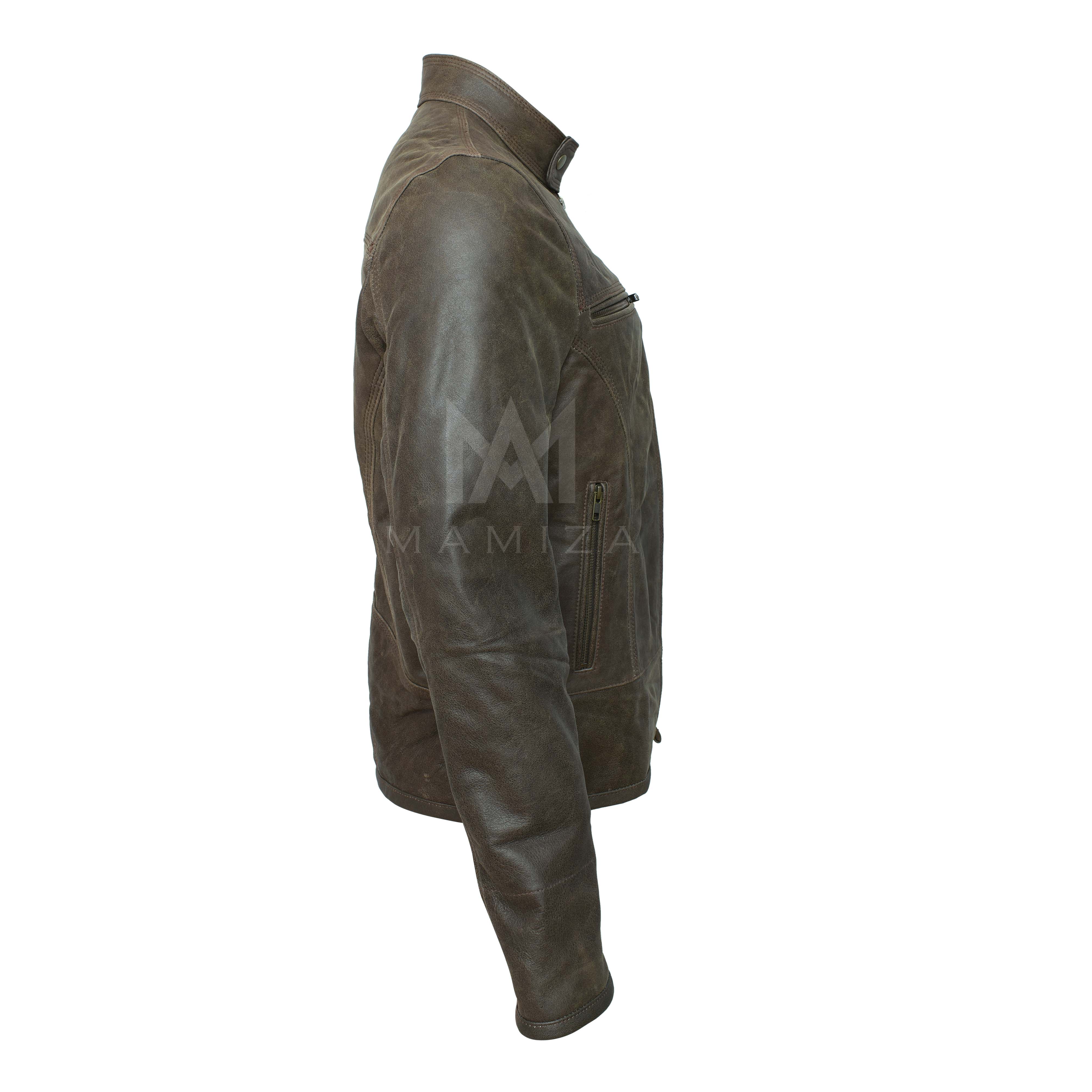 Men's Distressed Leather Jacket - Stylish & Durable Outerwear