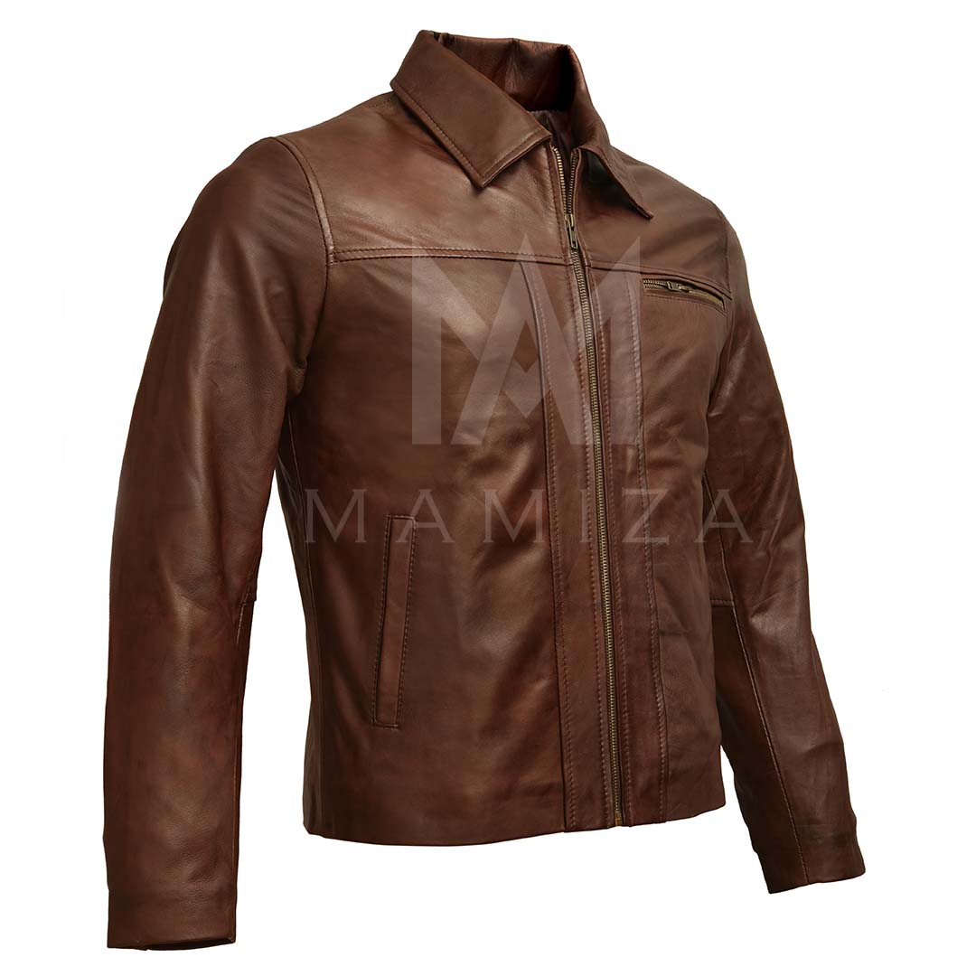 Men's Classic Biker Leather Jacket - Available in Black and Brown