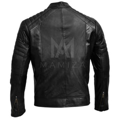 Men's Cafe Racer Leather Jacket - Vintage Brown & Classic Black