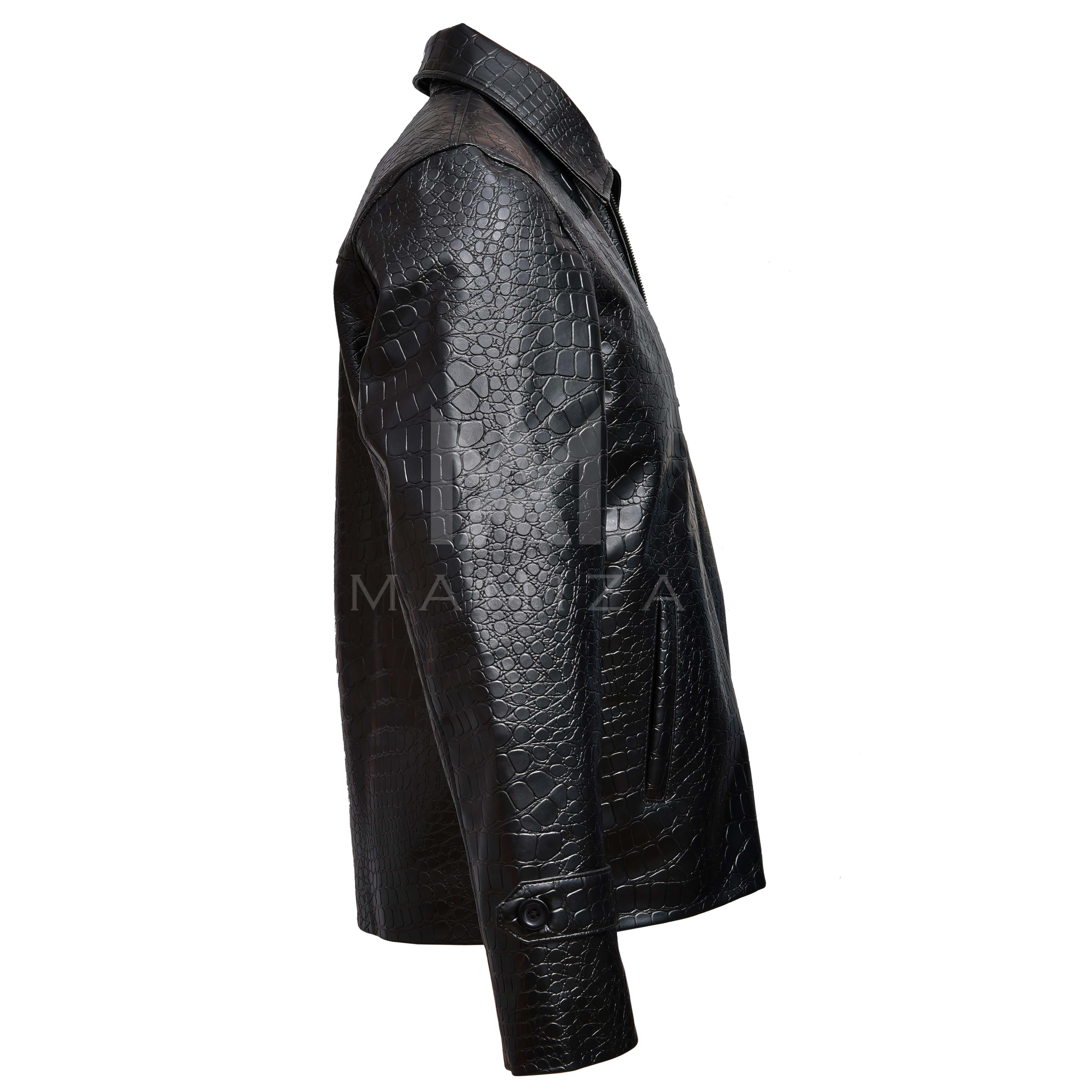 Crocodile Leather Jacket - Crocodile Print Stylish Outerwear for Bold Fashion