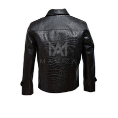 Crocodile Leather Jacket - Crocodile Print Stylish Outerwear for Bold Fashion