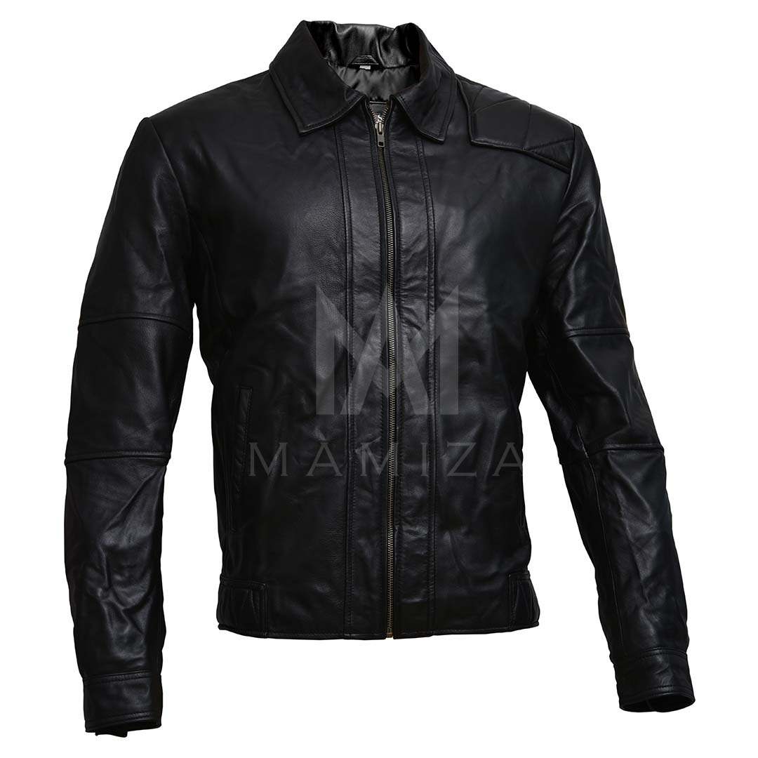 Men's Black Leather Motorcycle Jacket