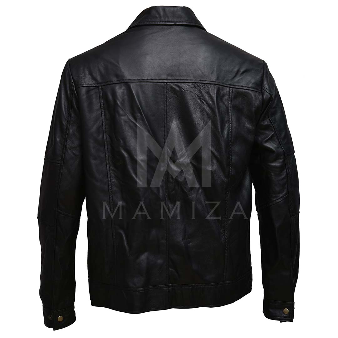 Men's Black Leather Motorcycle Jacket