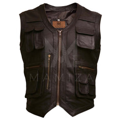 Men's Premium Leather Utility Vest - Stylish and Functional