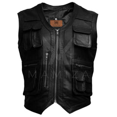 Men's Premium Leather Utility Vest - Stylish and Functional