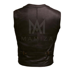 Men's Premium Leather Utility Vest - Stylish and Functional