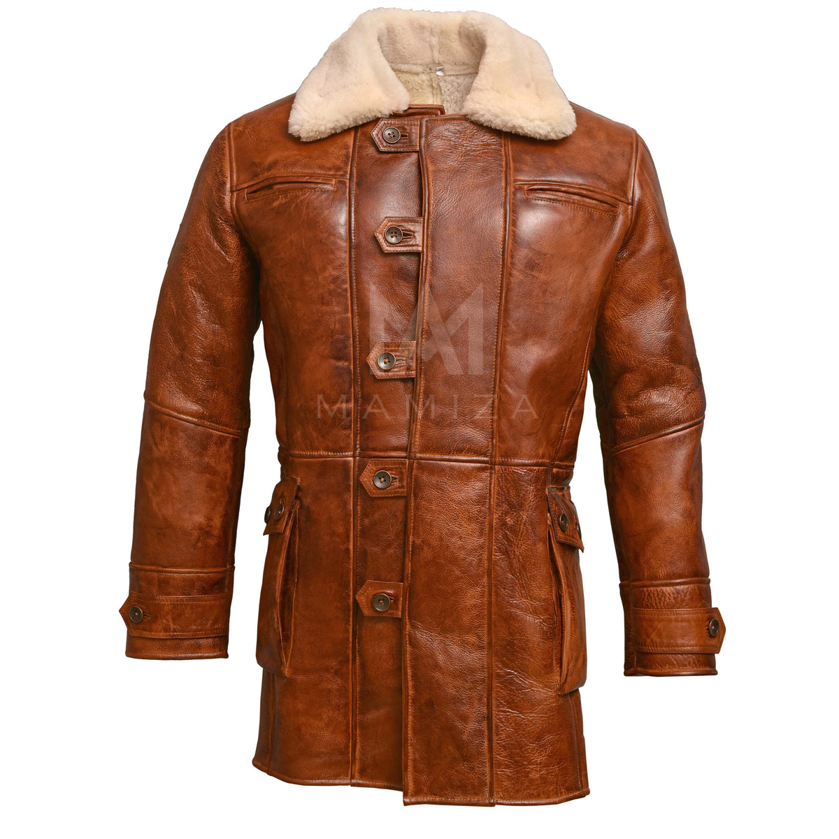 Leather Shearling Coat - Warm & Stylish Outerwear for Cold Weather