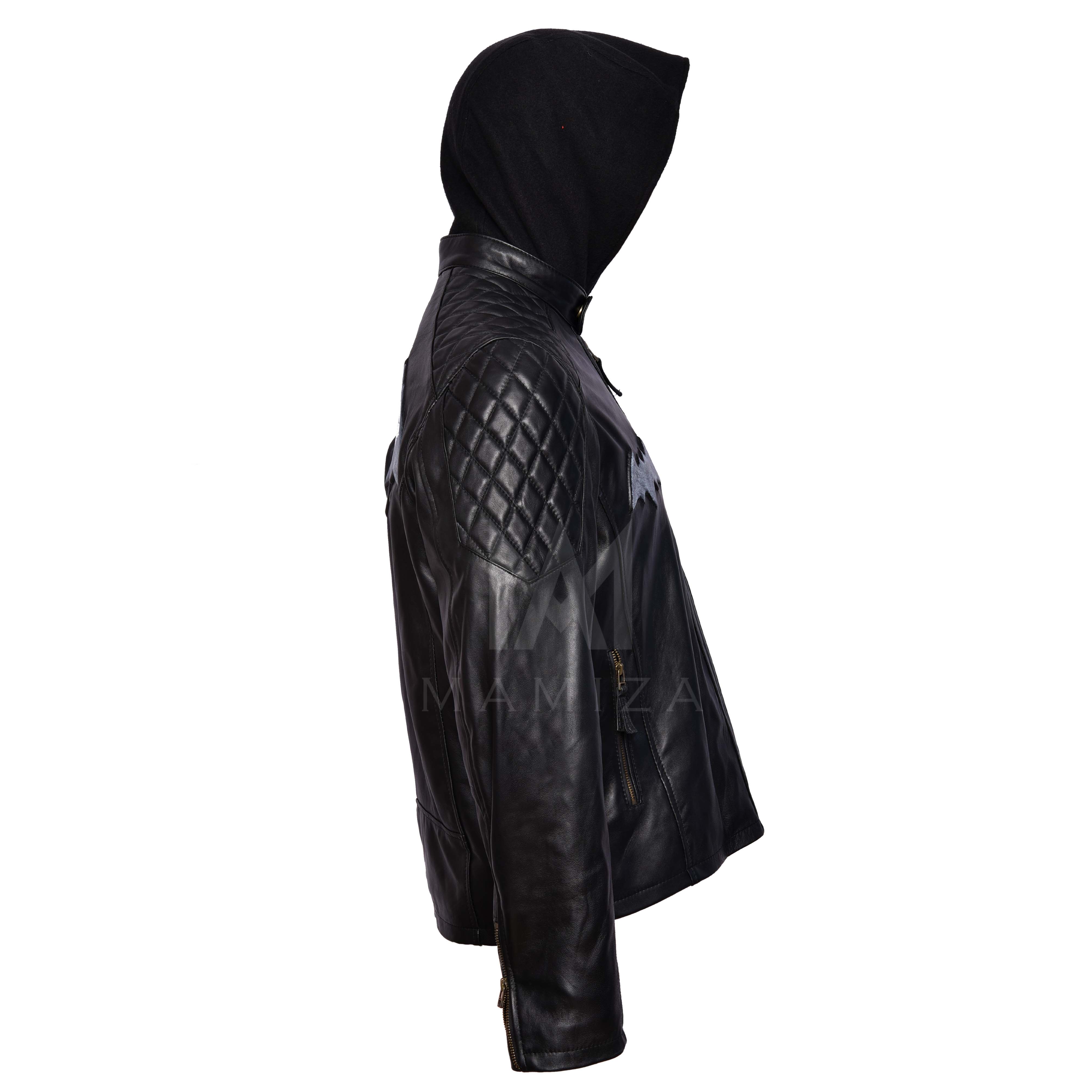 Batman Inspired Leather Hoodie Jacket - Stylish & Edgy Outerwear