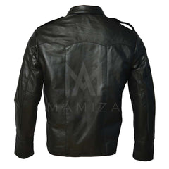 Men's Leather Shirt Jacket in Brown and Black – Stylish and Versatile Outerwear