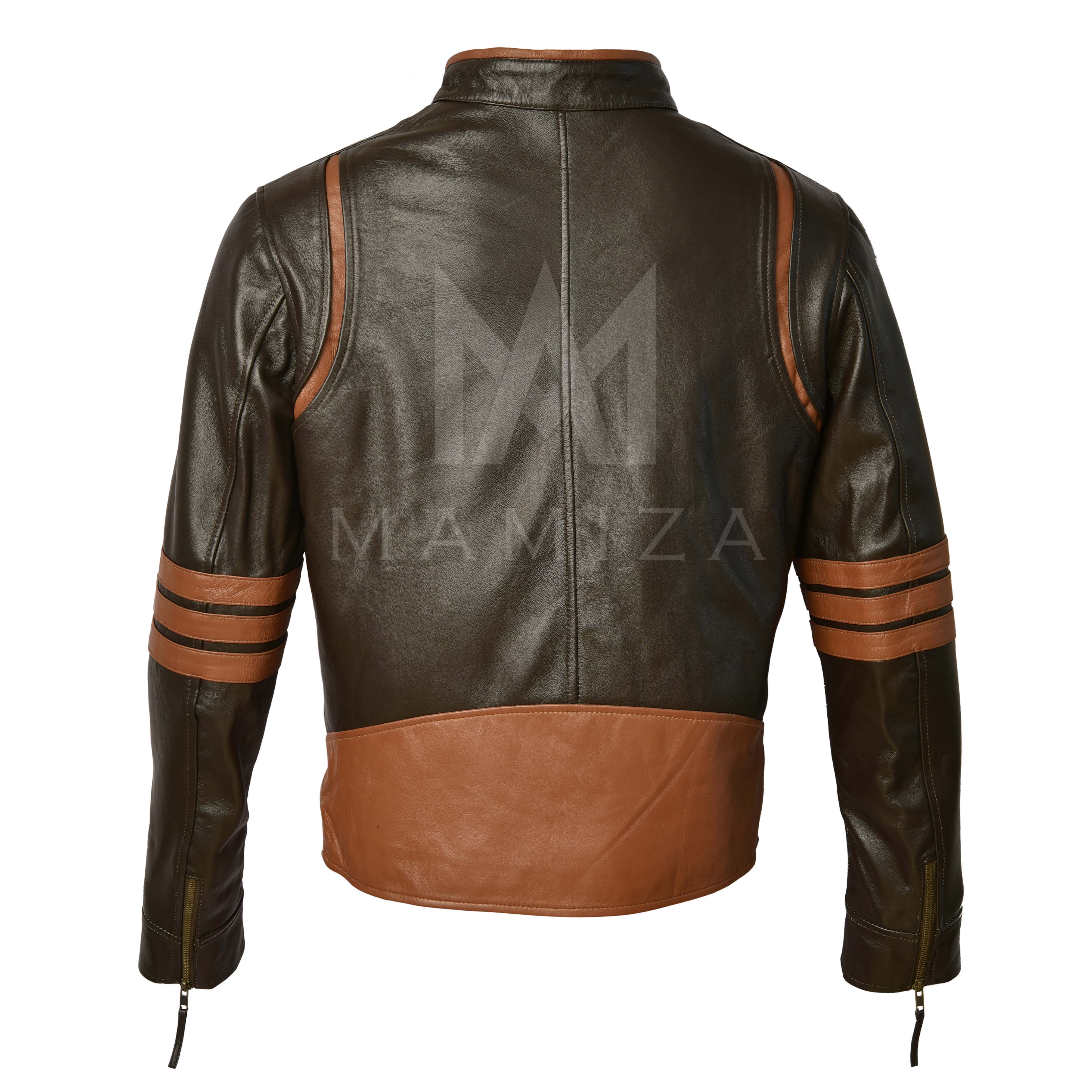 X-Men Wolverine Leather Jacket - Black and Brown