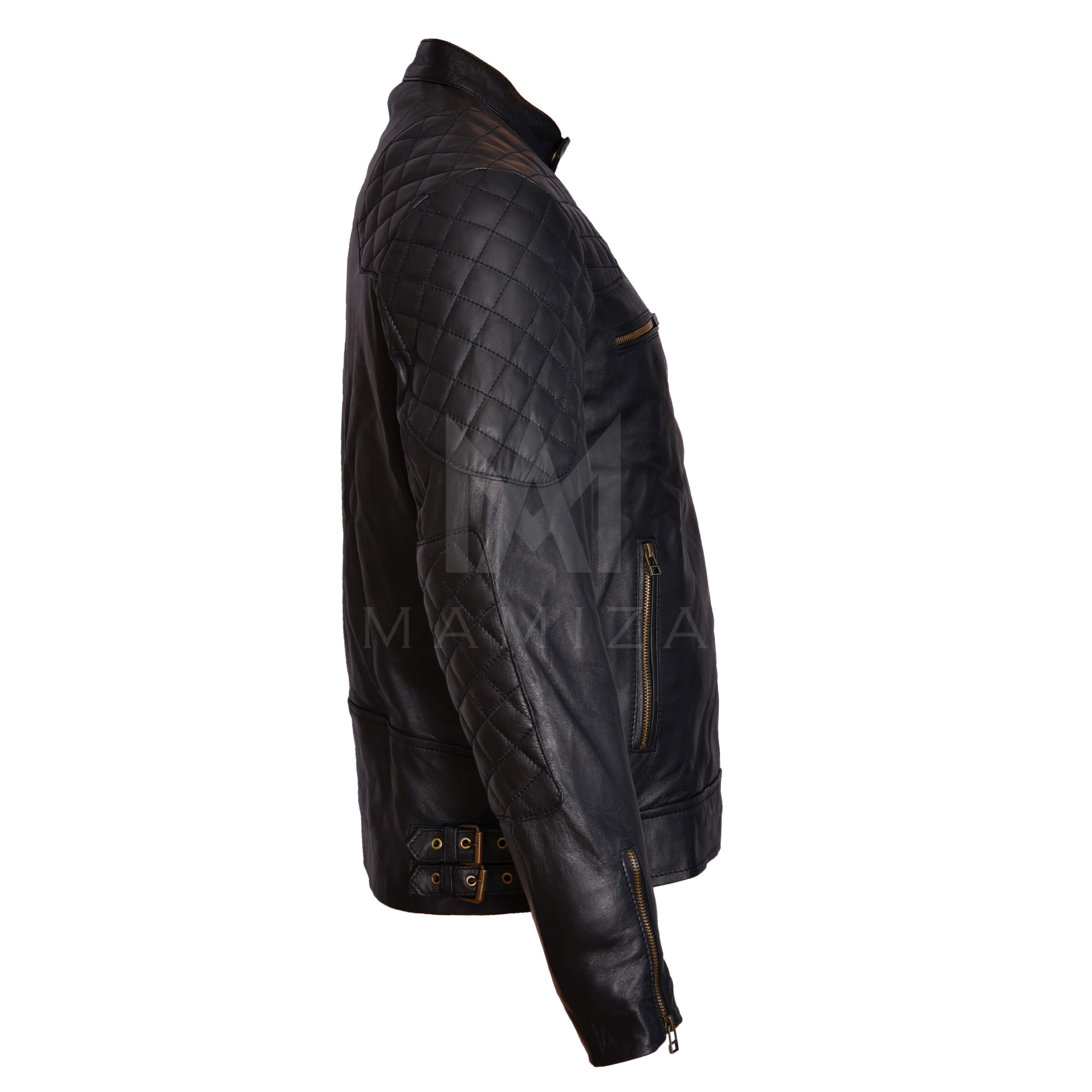 Men's Quilted David Beckham Leather Jacket - Classic Design, Premium Quality