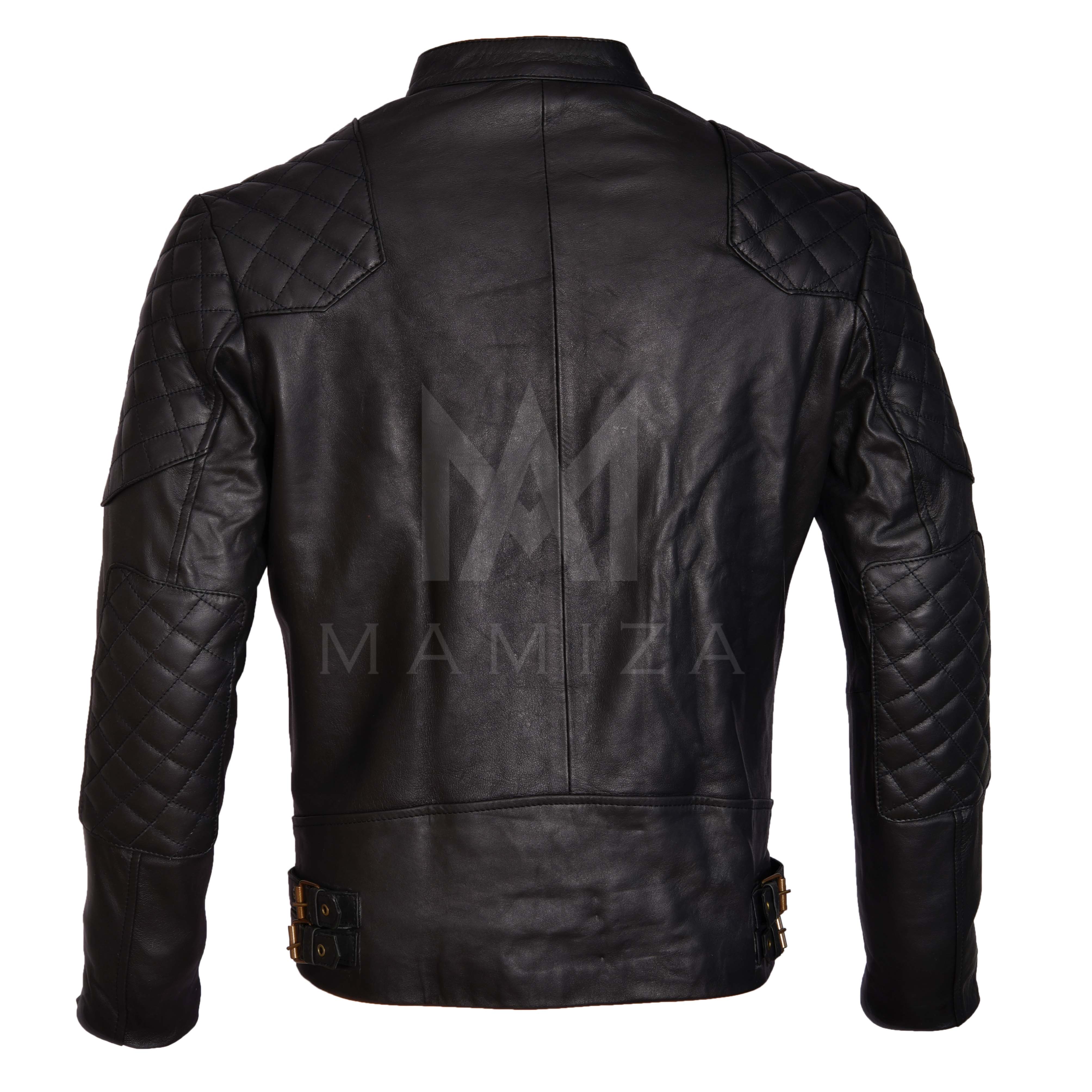 Men's Quilted David Beckham Leather Jacket - Classic Design, Premium Quality