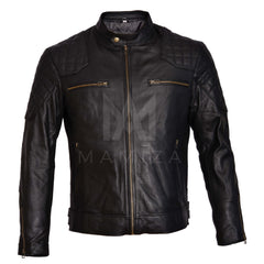 Men's Quilted David Beckham Leather Jacket - Classic Design, Premium Quality