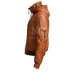 Men's B3 Bomber Leather Bomber Jacket with Hood