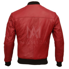 Bold Red Bomber Jacket - Crafted from Genuine Leather