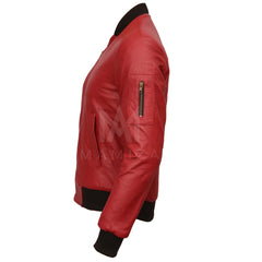 Bold Red Bomber Jacket - Crafted from Genuine Leather