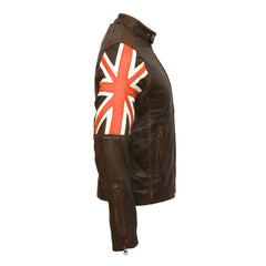 British Flag Leather Jacket with Distressed Effect