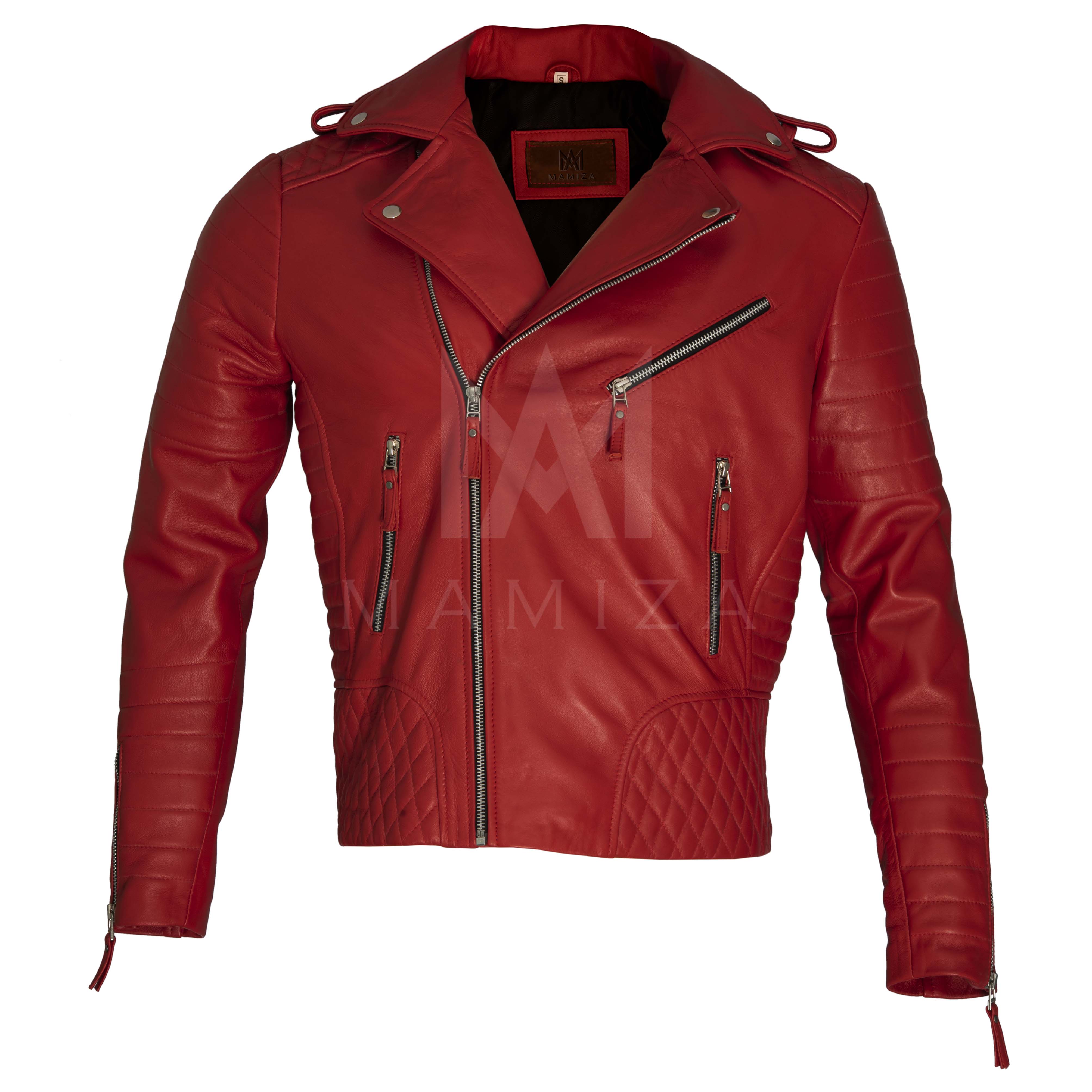 Motorcycle leather jacket - Classic Leather Jacket with Zipper Details