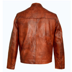 Cliff Secord Retro Steampunk Jacket - Distressed Leather with Brass Buttons