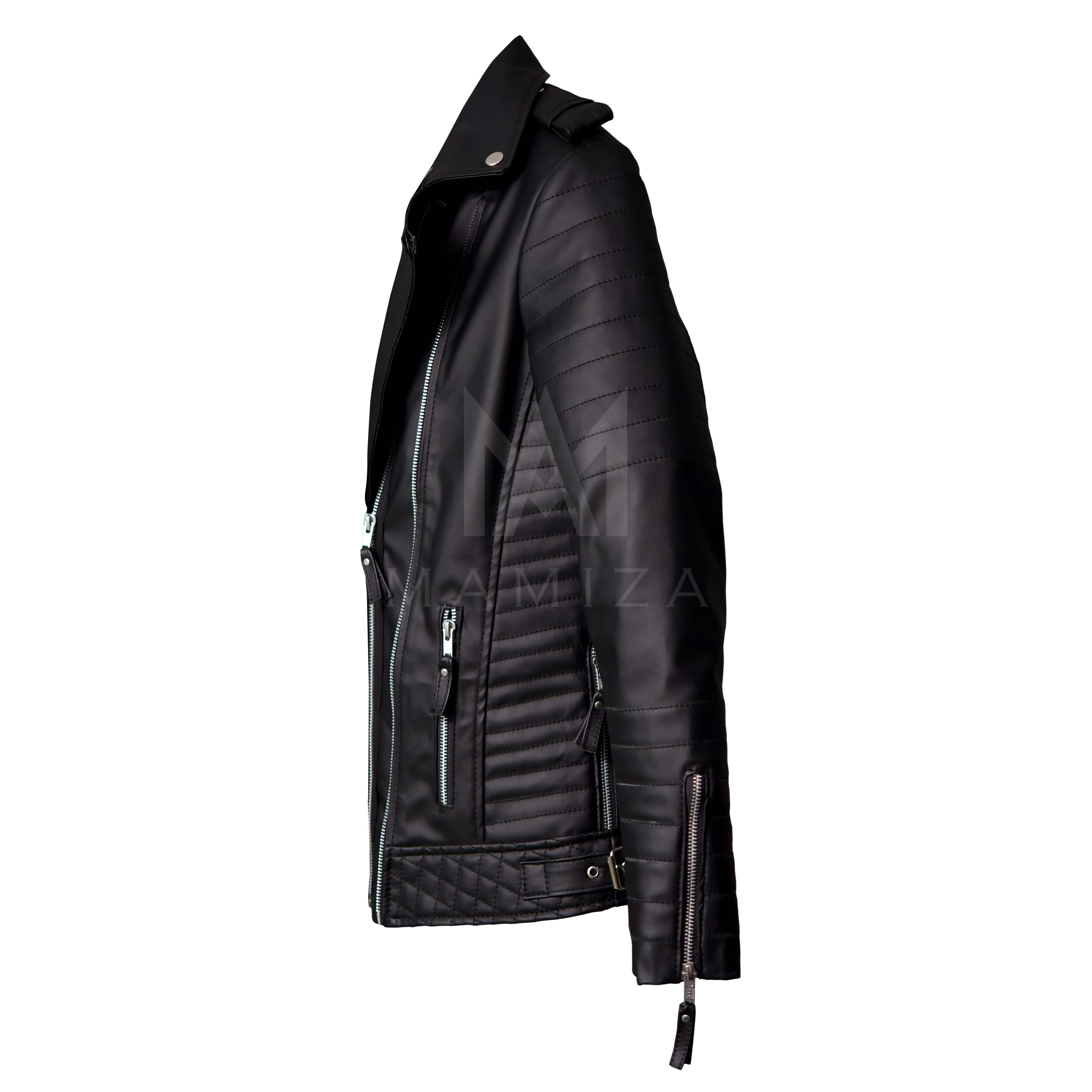 Women's Quilted Leather Motorcycle Jacket - Stylish and Comfortable