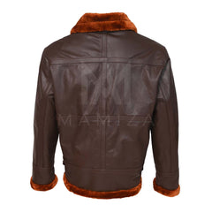 Premium Leather Bomber Jacket - Distressed Look with Fur Trim