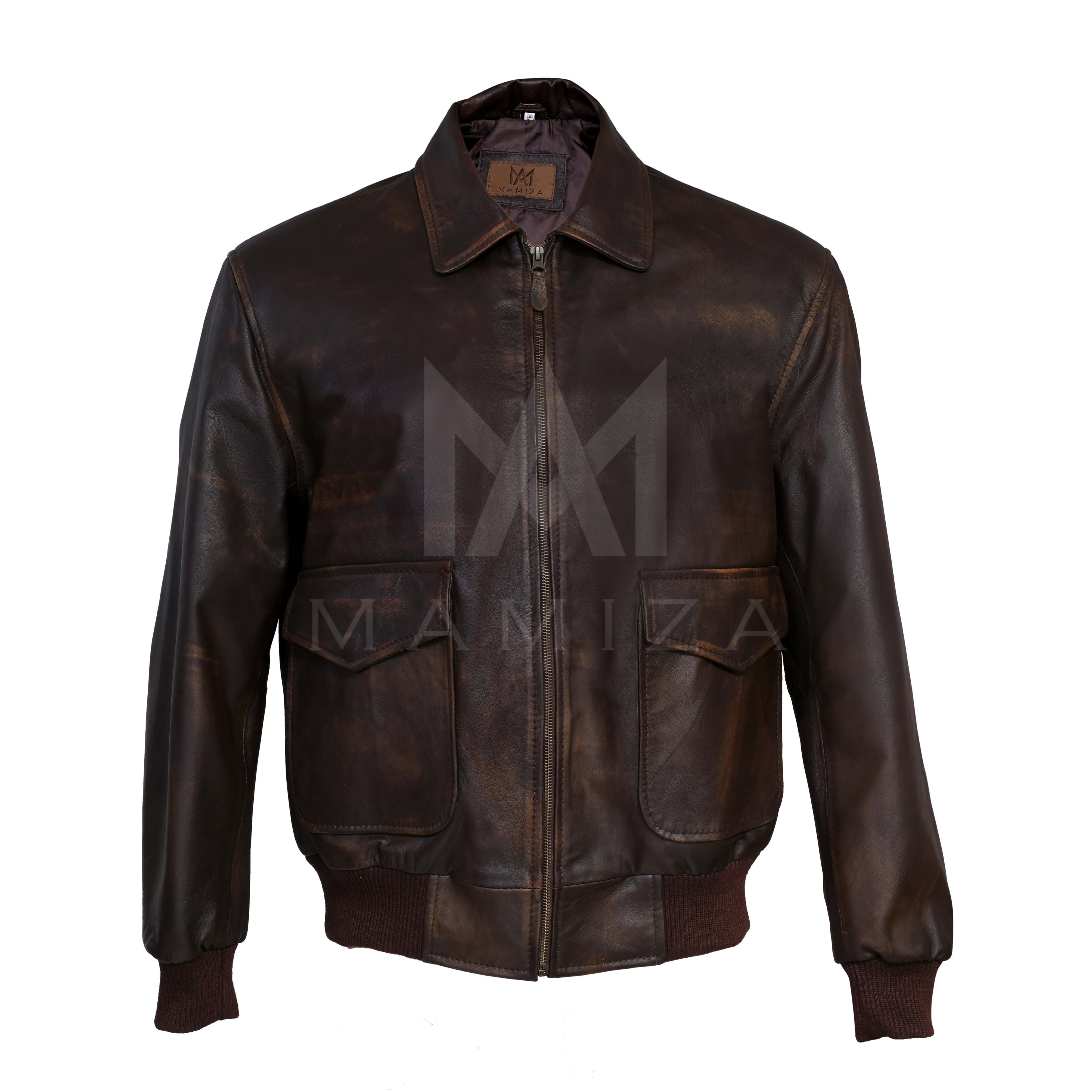 Distressed Brown Leather Jacket - Men's Stylish & Durable Outerwear