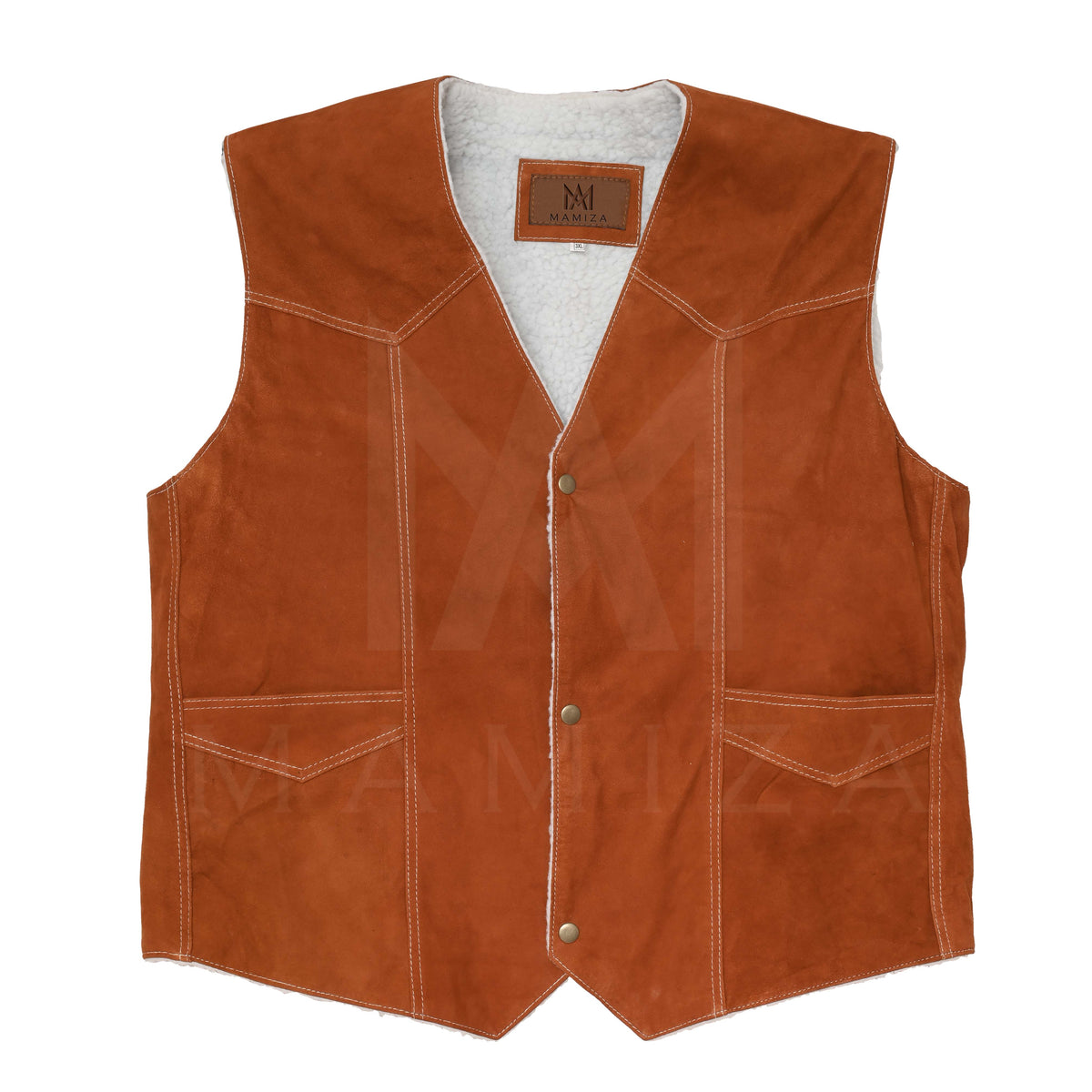 Men's Tan Suede Vest with Sherpa Lining