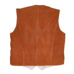 Men's Tan Suede Vest with Sherpa Lining