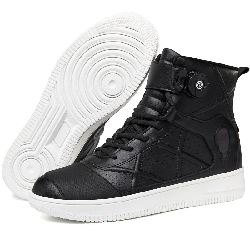 Futuristic Sneakers - Sleek Leather High-Top Sneakers